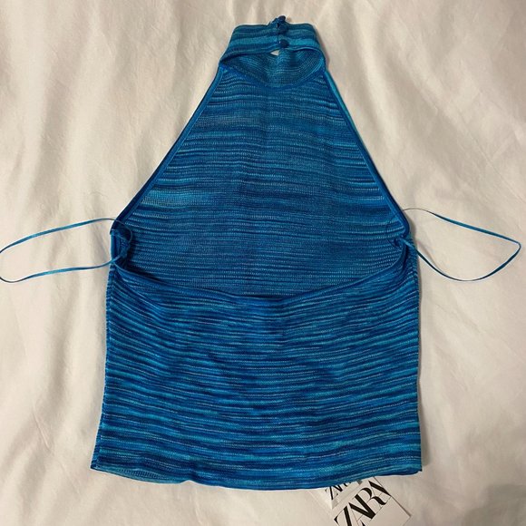 Zara Aquamarine  Halter Knit Top - Picture 7 of 8